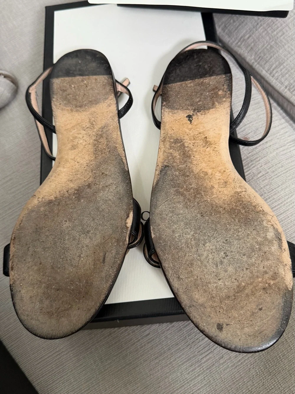 Gucci Women's Black GG Marmont Leather black Sandals size 38